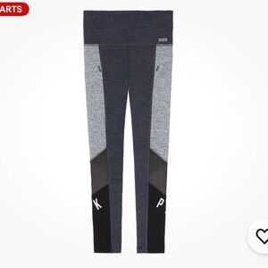 PINK Victoria's Secret High Waisted Mesh Pocket Leggings Black Grey Small